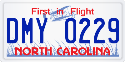 NC license plate DMY0229