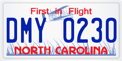 NC license plate DMY0230