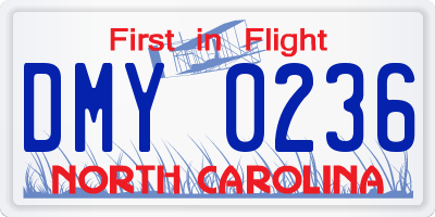NC license plate DMY0236