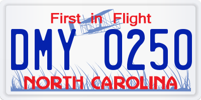 NC license plate DMY0250