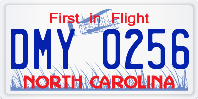 NC license plate DMY0256