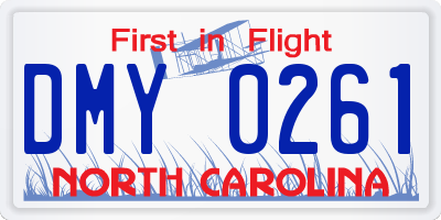 NC license plate DMY0261