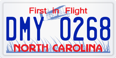 NC license plate DMY0268