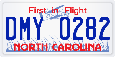 NC license plate DMY0282