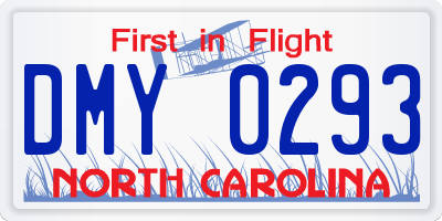 NC license plate DMY0293