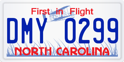 NC license plate DMY0299
