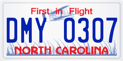 NC license plate DMY0307