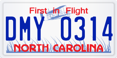 NC license plate DMY0314