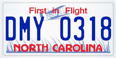 NC license plate DMY0318