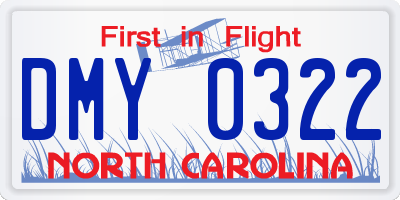 NC license plate DMY0322