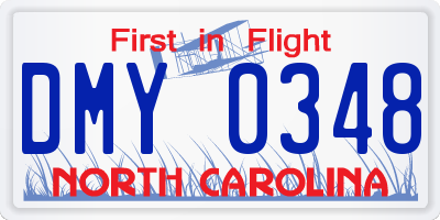 NC license plate DMY0348