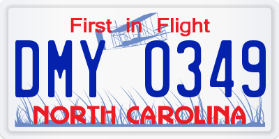NC license plate DMY0349