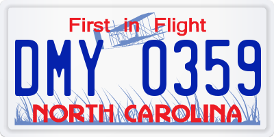 NC license plate DMY0359