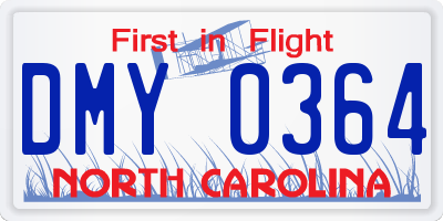 NC license plate DMY0364