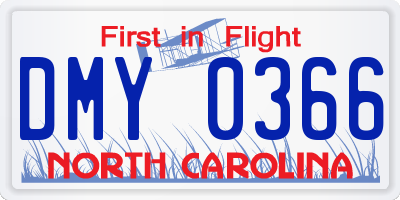 NC license plate DMY0366