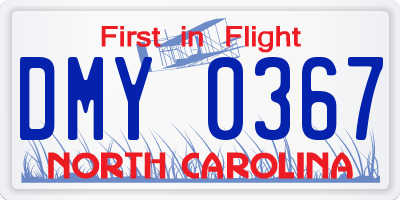 NC license plate DMY0367