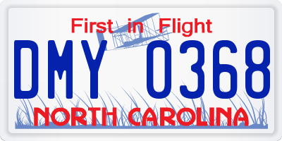 NC license plate DMY0368