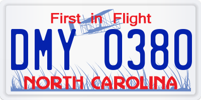 NC license plate DMY0380