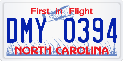 NC license plate DMY0394
