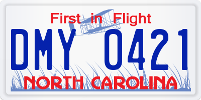 NC license plate DMY0421