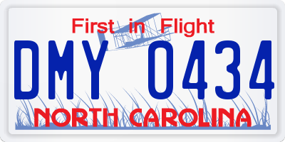 NC license plate DMY0434
