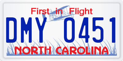 NC license plate DMY0451