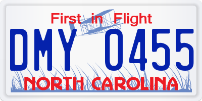 NC license plate DMY0455