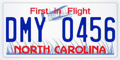 NC license plate DMY0456
