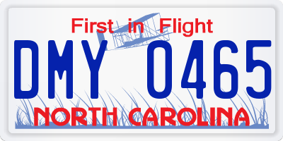 NC license plate DMY0465