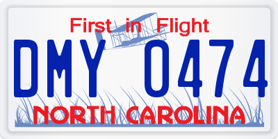 NC license plate DMY0474