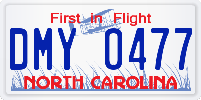 NC license plate DMY0477