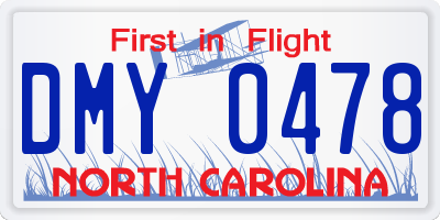 NC license plate DMY0478