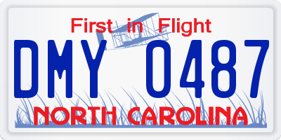 NC license plate DMY0487