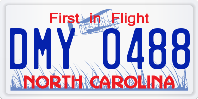 NC license plate DMY0488