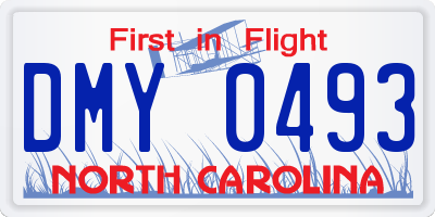 NC license plate DMY0493