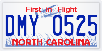 NC license plate DMY0525