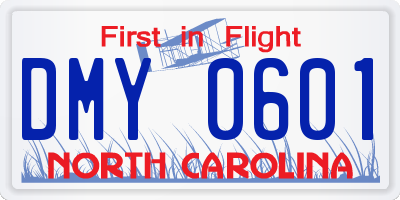 NC license plate DMY0601
