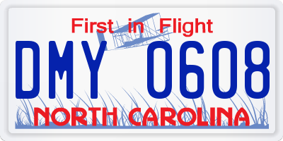 NC license plate DMY0608