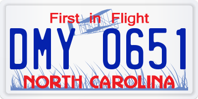 NC license plate DMY0651