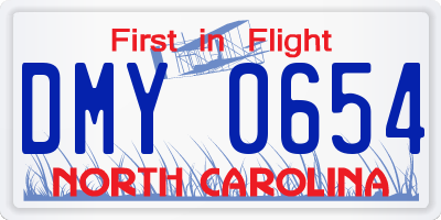NC license plate DMY0654