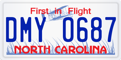 NC license plate DMY0687
