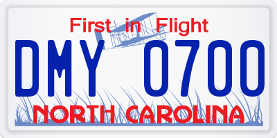 NC license plate DMY0700