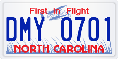 NC license plate DMY0701