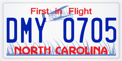 NC license plate DMY0705
