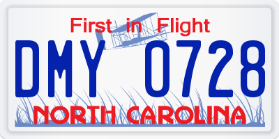 NC license plate DMY0728