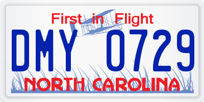 NC license plate DMY0729