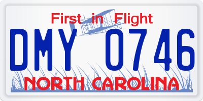 NC license plate DMY0746