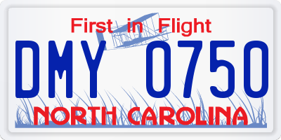 NC license plate DMY0750