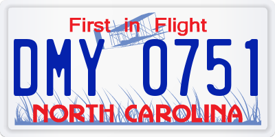 NC license plate DMY0751