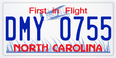 NC license plate DMY0755